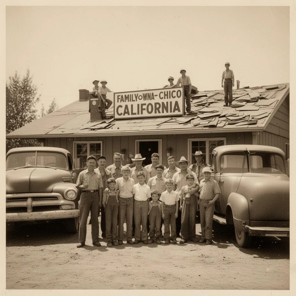 Butte Roofing family crew in Chico, circa 1950s
