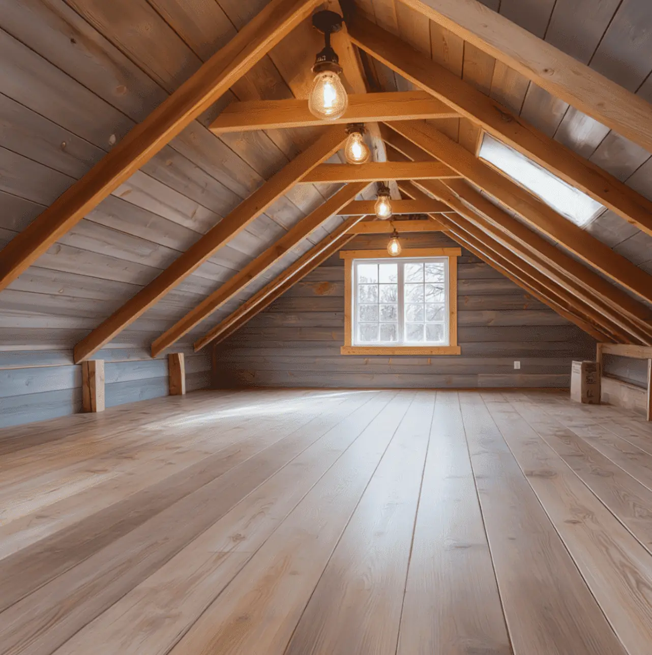 brightly lit attic